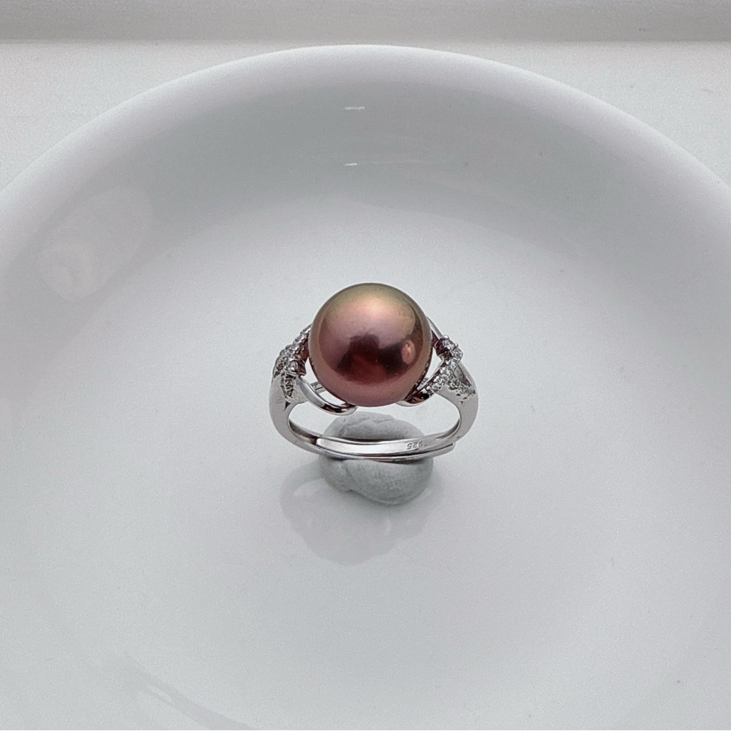 R86 S925 High Quality Freshwater Edison Pearl Adjustable Ring